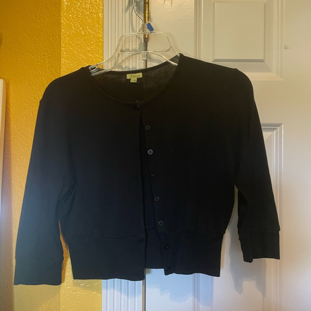 cropped black button up